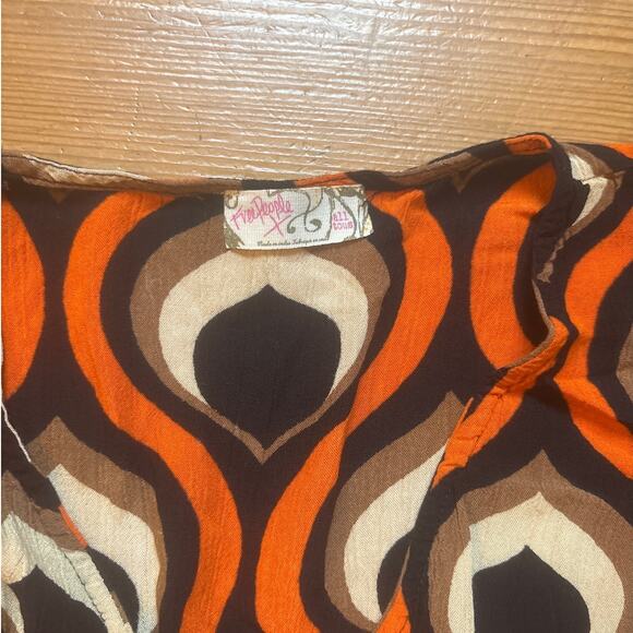 Free People groovy baby orange black geometric maxi kaftan dress SIZE OS - Picture 5 of 7